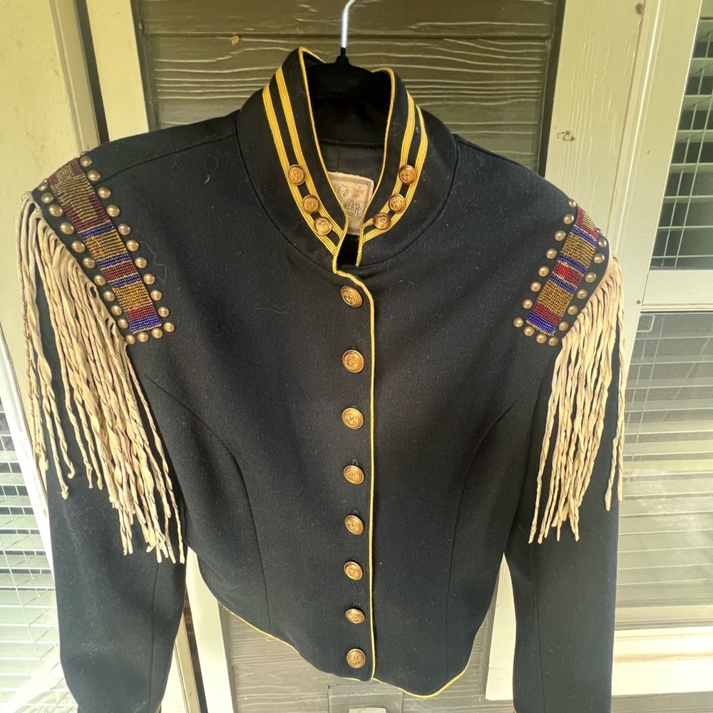 Double D Ranch Black Jacket with Fringe and Gold Accents